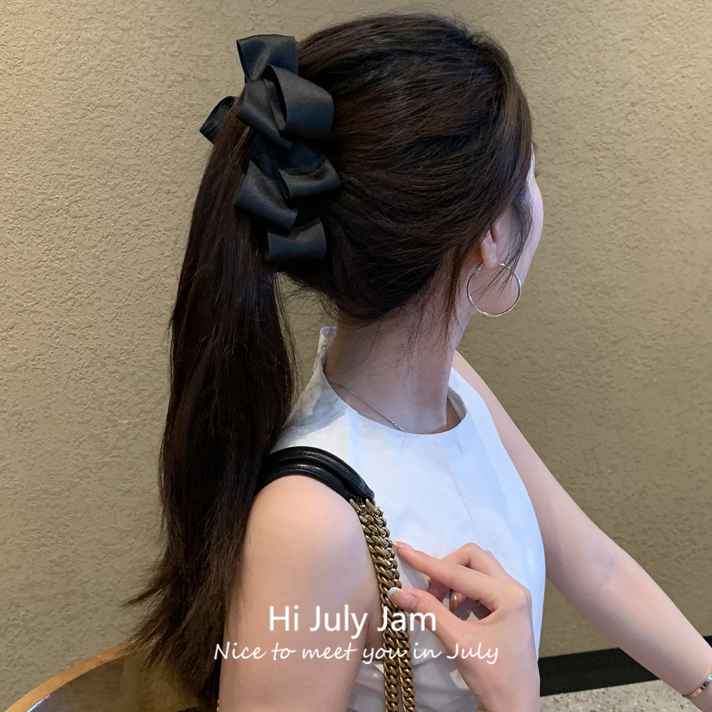 气质千金风~ 黑色蝴蝶结香蕉夹竖夹女2025新款大号高马尾发夹头饰