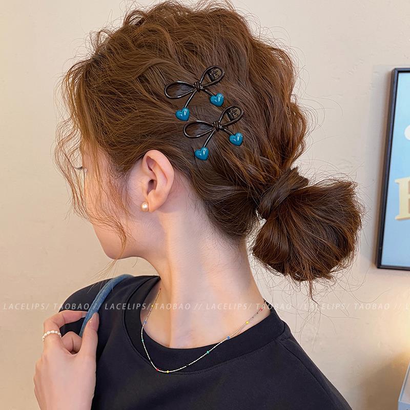 蝴蝶结爱心浏海发夹女前额侧边发夹2025新款高端边夹鸭嘴夹子发饰