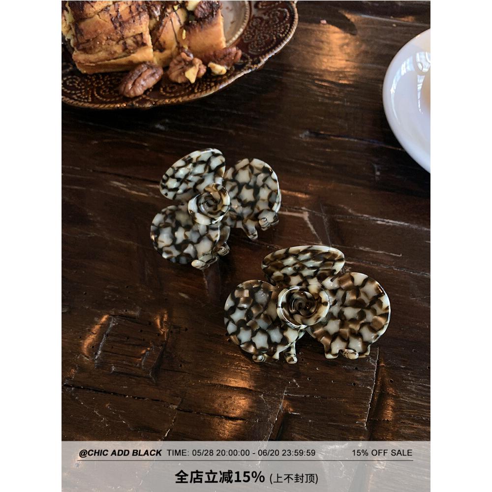 漂亮碎石纹理 高质量醋酸中号抓夹女发量少饱满后脑勺鲨鱼夹