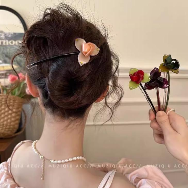 糖果色花朵青蛙扣一字夹女韩国