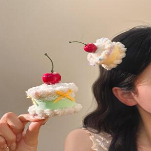 甜甜纸杯蛋糕~可爱樱桃发夹生日帽子头饰Lolita小礼帽拍照氛围感