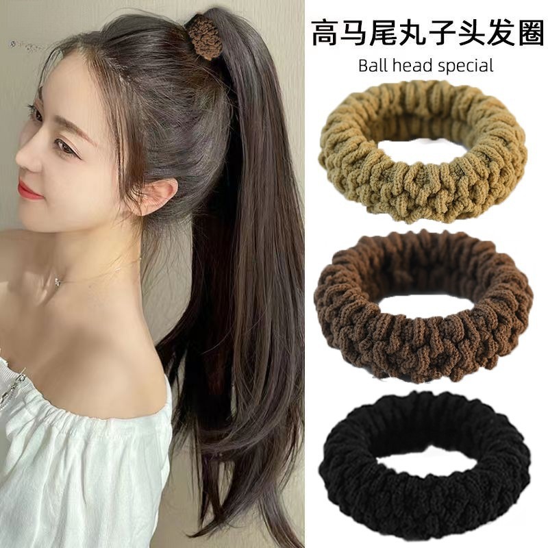 高马尾发绳加粗加厚扎头发橡皮筋咖色高弹力耐用头绳发圈无痕皮套