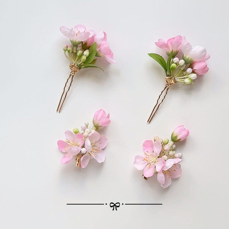 古风汉服花朵海棠花梨花发钗桃花仿真绢花发夹点缀发簪头饰配饰品