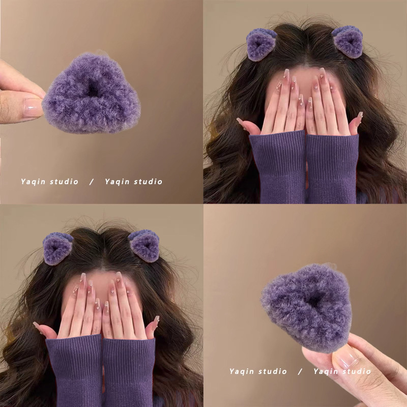 晚晚紫色！毛绒公主头三角小号抓夹！侧边刘海碎发发夹发卡头饰女