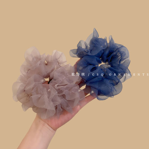 法式超仙欧根纱木耳边大肠发圈女2025新款高级感马尾丸子头绳发饰