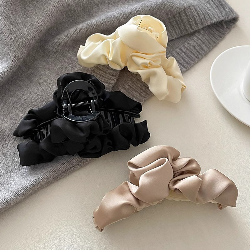 絲綢抓夾女高級感氣質后腦勺盤發