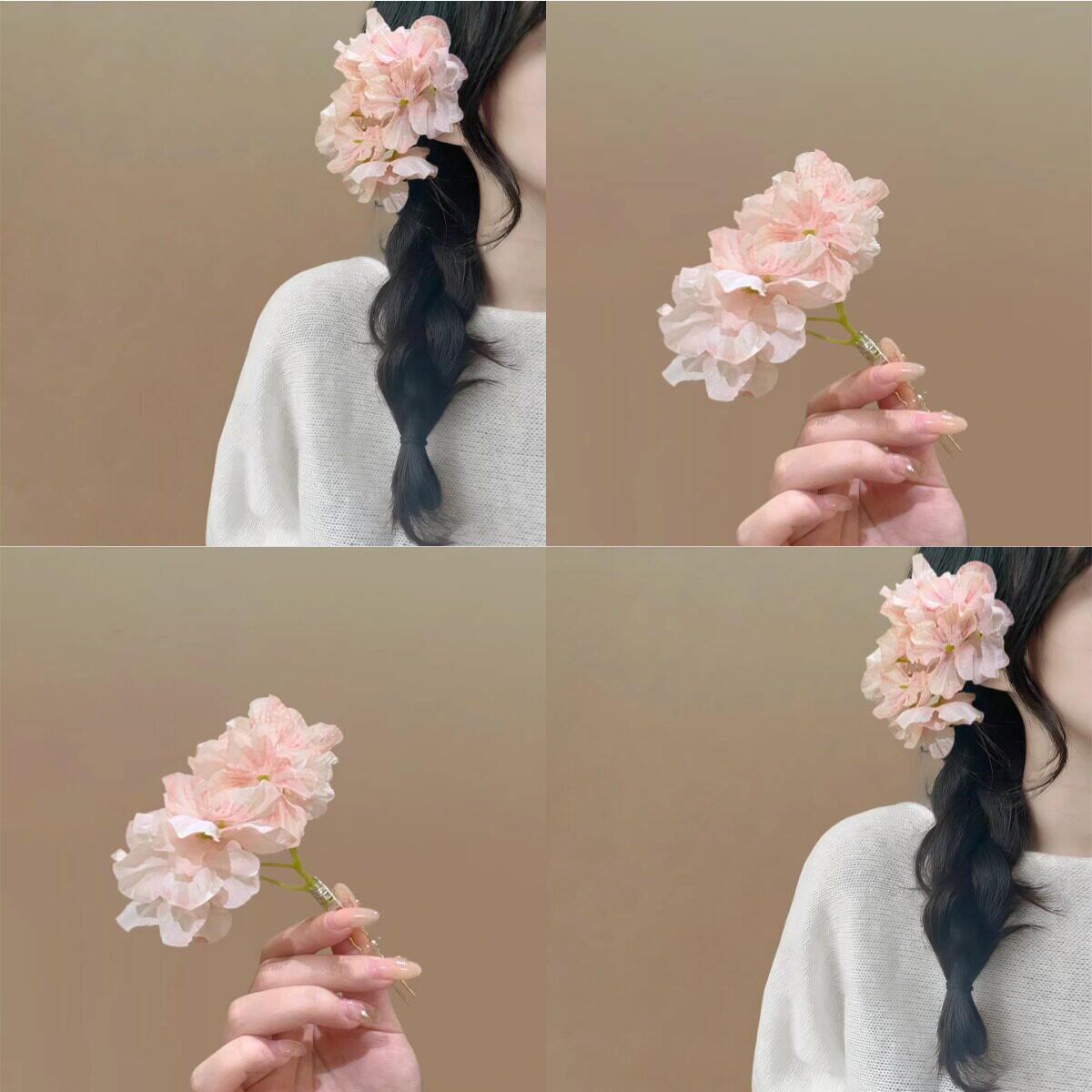 粉色花朵发簪女汉服发钗