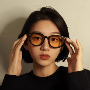 夏防晒开车质感高级感显瘦小方框太阳镜男女 GM茶色墨镜女2024新款