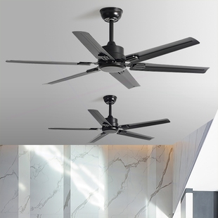 六叶大风力静音工业风黑色复古铜灯电风扇吊扇餐厅客厅家用商用无
