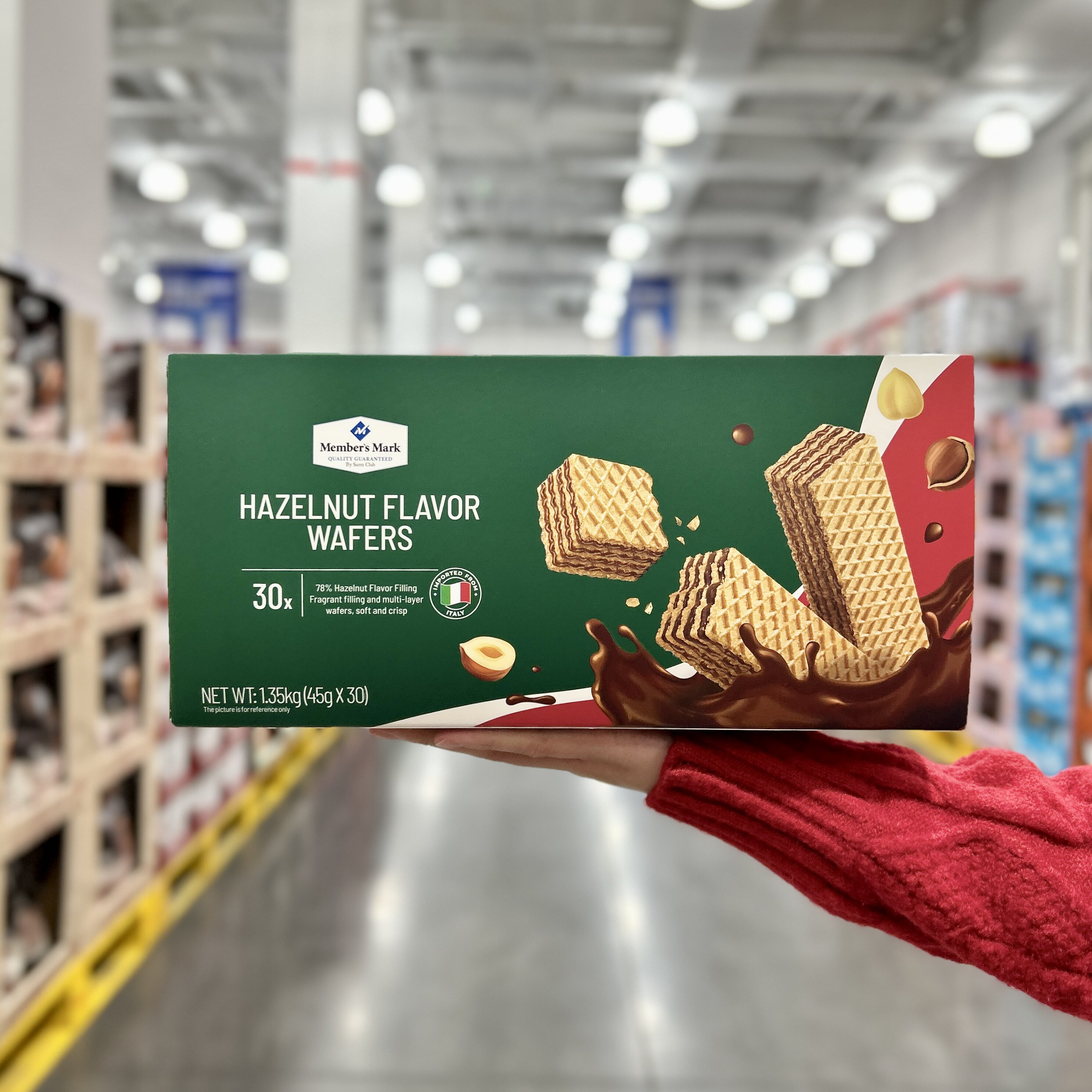 正品代购MM榛子味威化饼干1350g意大利进口酥脆夹心休闲零食饼干