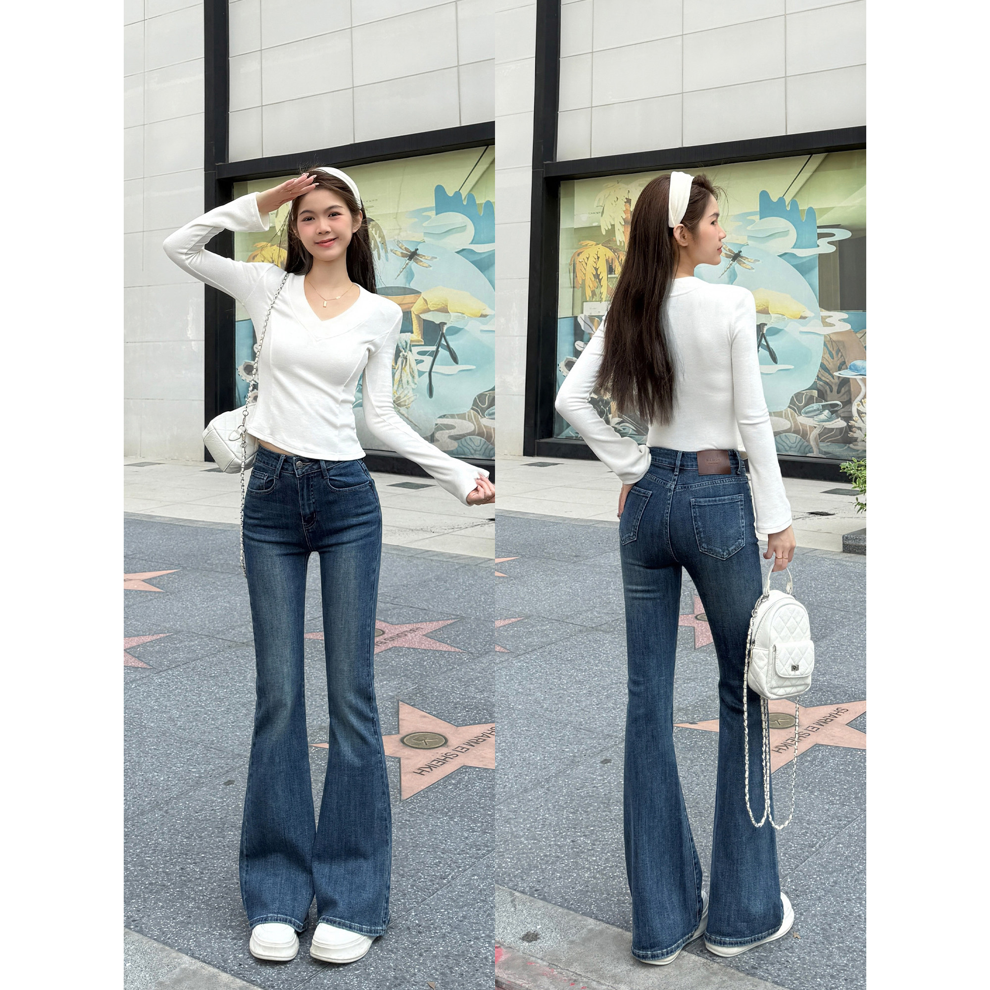 王家有鱼2026早春新款复古蓝微喇牛仔裤女款显高显瘦时尚长裤爆款