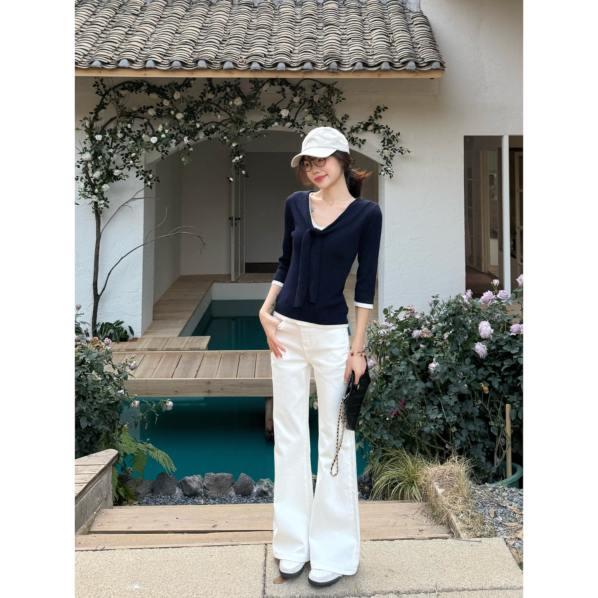 王家有鱼2026年新款早春直筒微喇不贴腿百搭气质白色牛仔微喇裤女,女装/女士精品,牛仔裤,淘宝优惠券,粉丝福利购,淘宝优惠卷