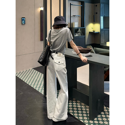 王家有鱼新款阔腿牛仔裤女