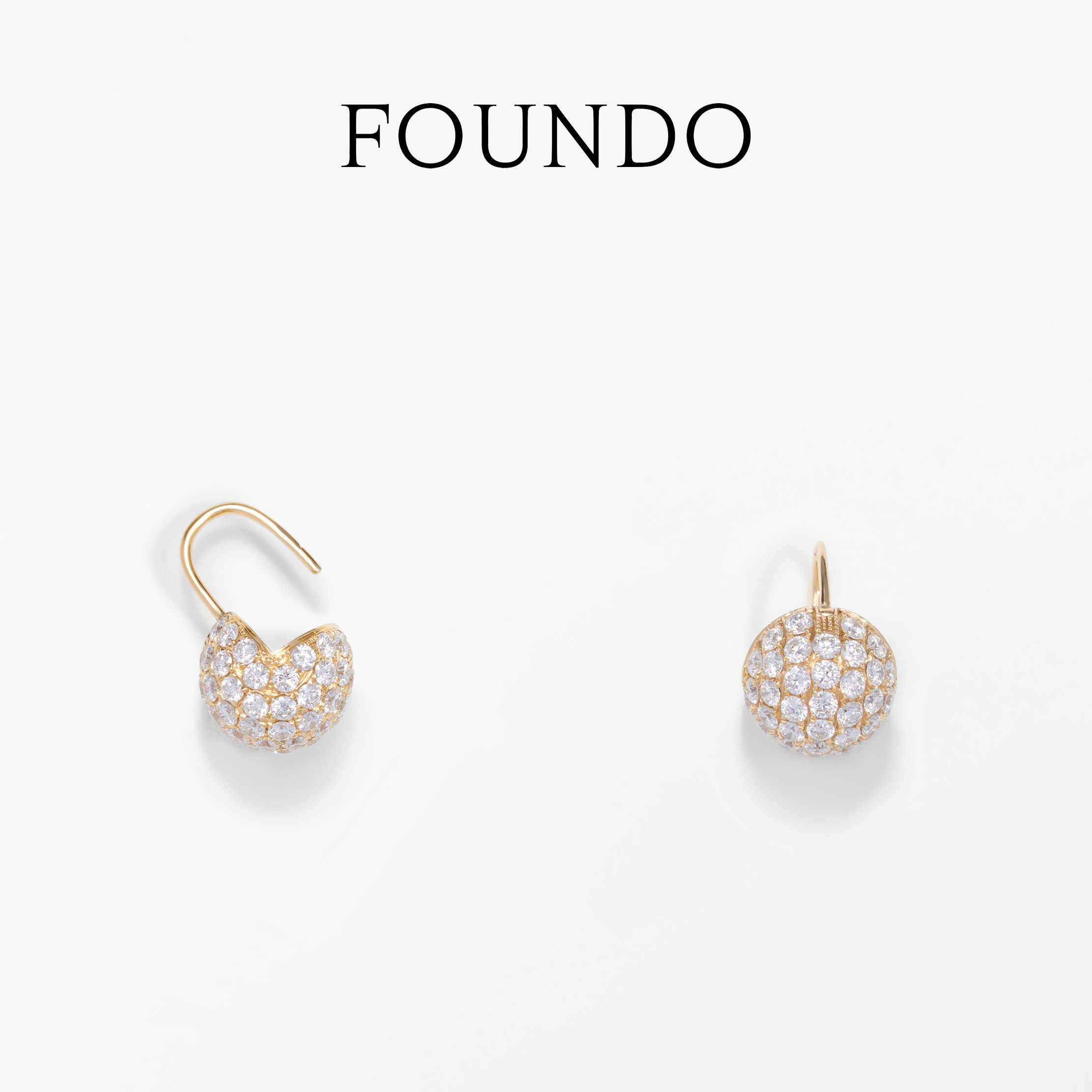 [卢昱晓同款] FOUNDO MAKE THE CUT 18K金满镶钻石球型锁耳环大号