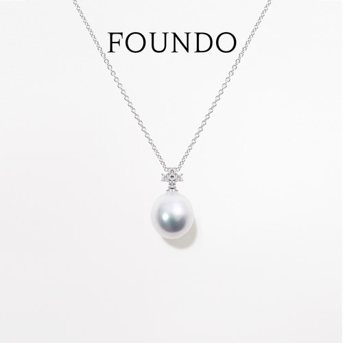 FOUNDO十字无瑕水滴澳白珍珠项链