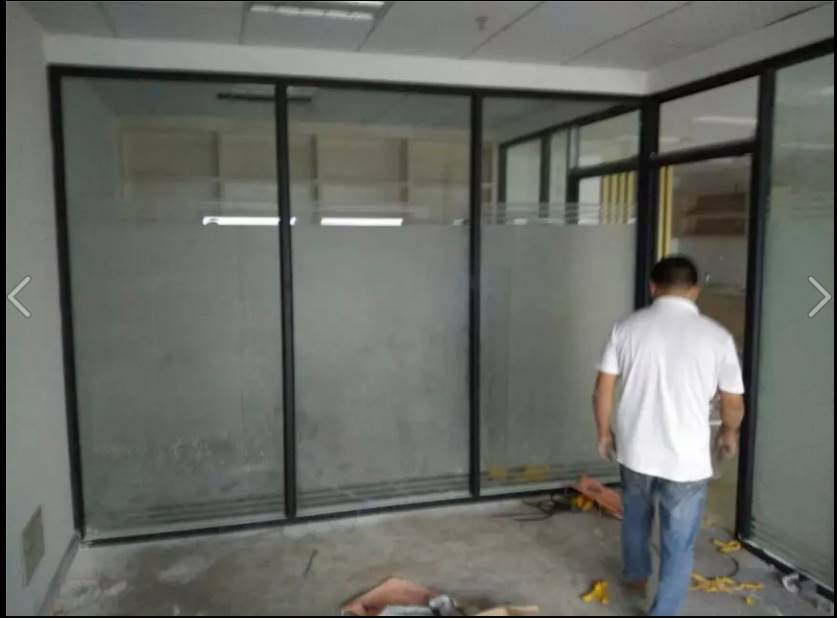 办公室玻璃隔断墙磨砂高屏风房间半截卫生间钢化铝合金百叶定制