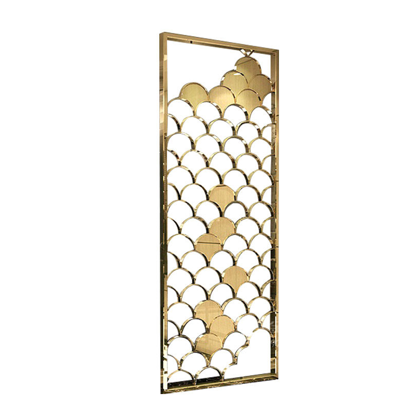 轻奢不锈钢屏风隔断定制304现代玫瑰金镂空雕花假山玻璃玄关工程