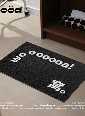 入户进门玄关PVC地垫垫子门垫英文黑色耐脏丝圈脚垫蹭土可裁剪