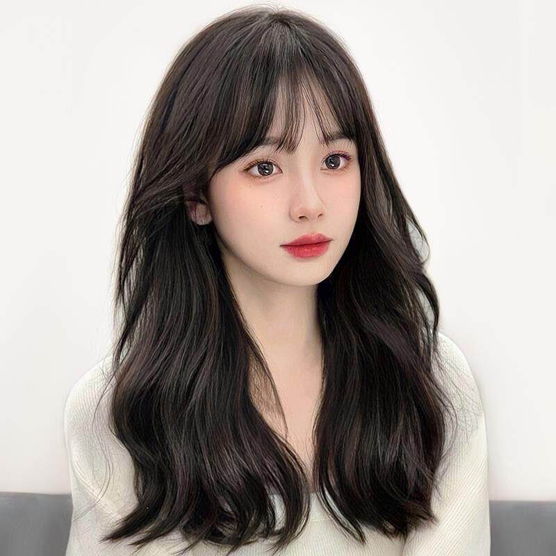 假发女中长发全头套式自然仿真法式刘海长卷发时尚大波浪圆脸发型