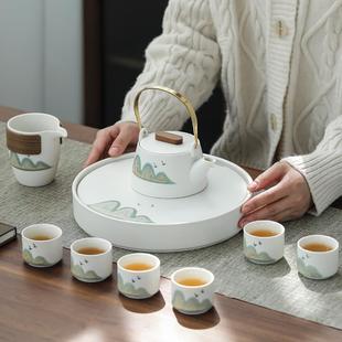家用简约办公陶瓷整套茶壶茶杯茶盘套组礼 S588梦青山功夫茶具套装