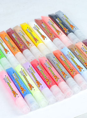 工厂直儿童diy荧光水晶胶画笔颜料彩色免烤胶画绘荧光炫彩