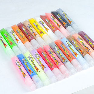 工厂直儿童diy荧光水晶胶画笔颜料彩色免烤胶画绘荧光炫彩