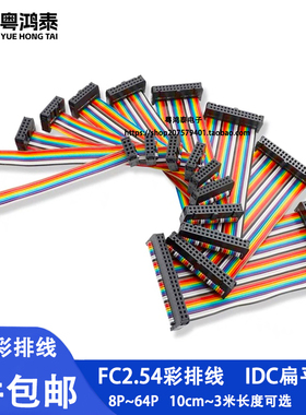 FC彩排线2.54MM双母头连接器同向IDC牛角线LED屏AVR10P16P20P-64P