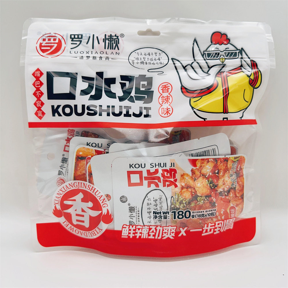 罗小懒口水鸡即食鸡丝辣条香辣味怀旧食品成都特产休闲解馋零食