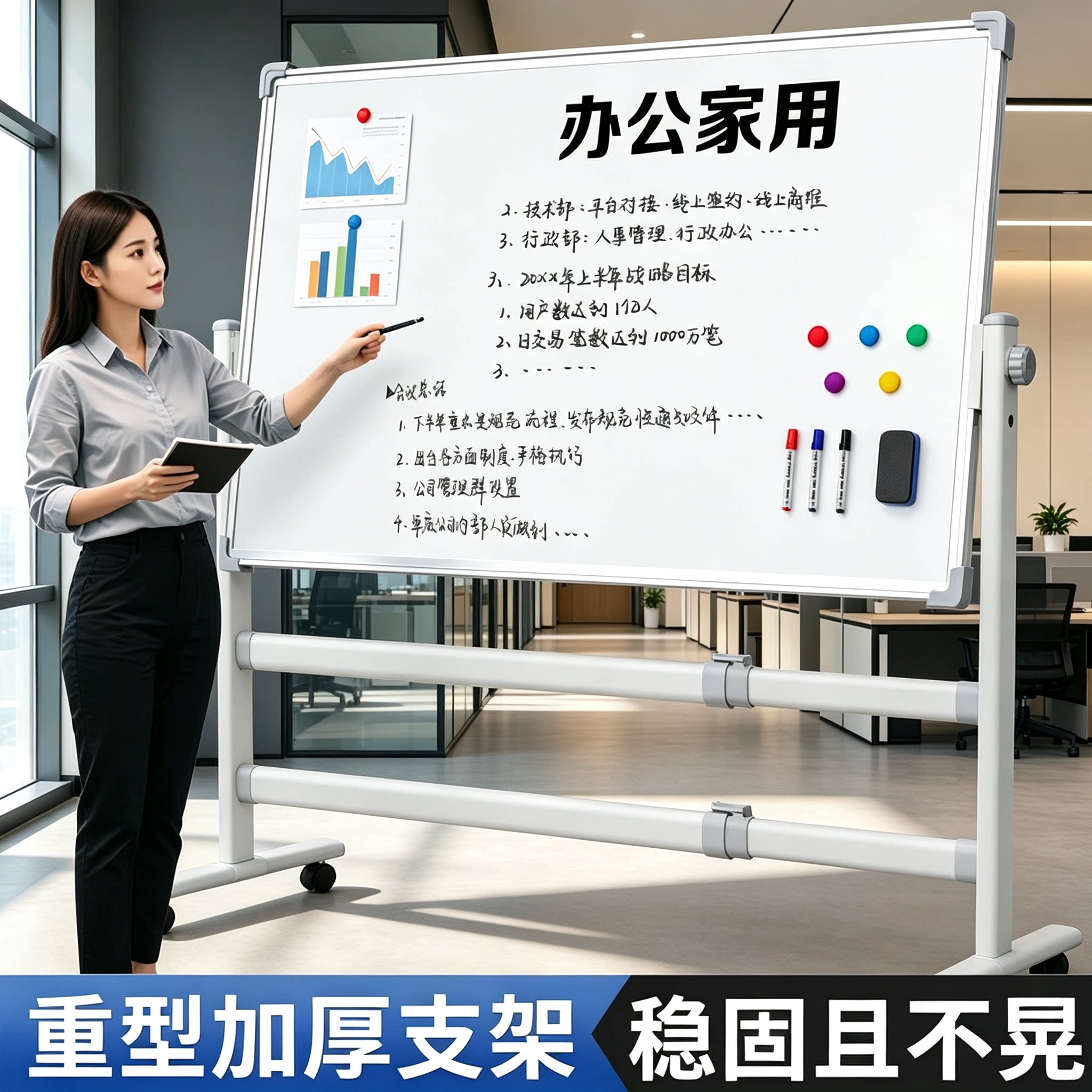 支架式白板办公家用轻松可擦图片