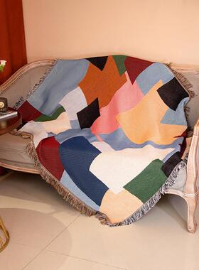 棋盘格补丁露营毯线毯沙发毯印第安毯子户外露营线毯camping