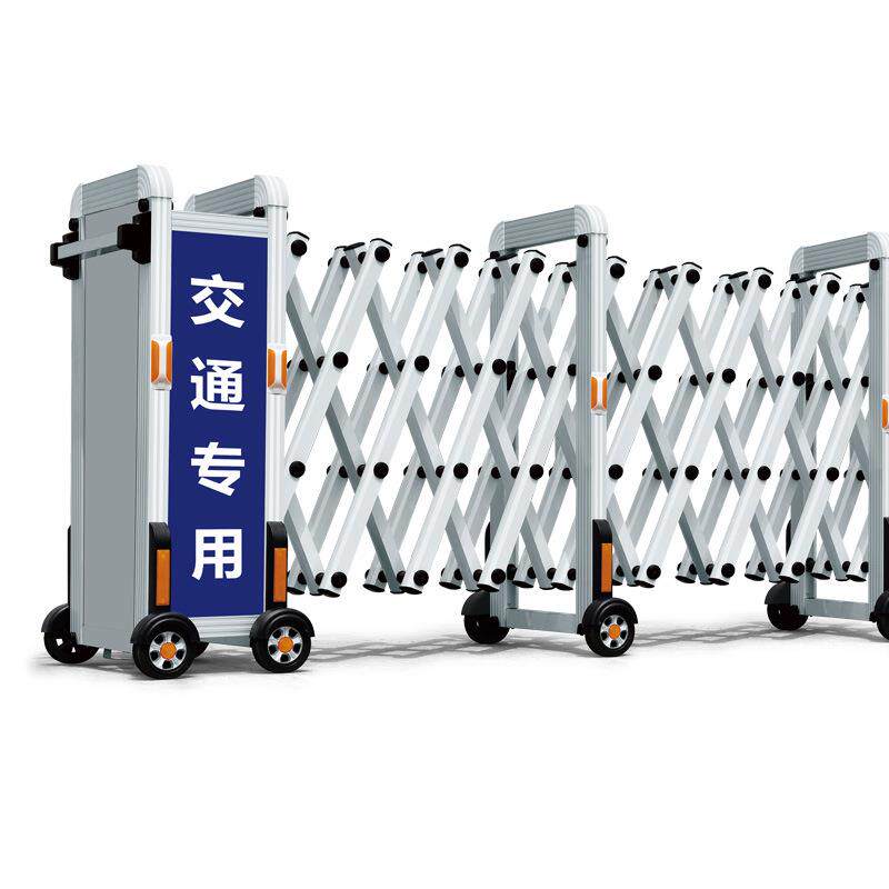 手动推拉伸缩门不锈钢推拉门折叠路障学校街道户外移动防护围栏门