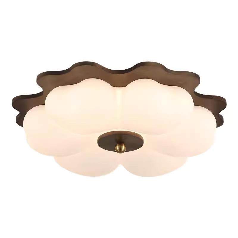 胡桃木色卧室吸顶灯中古复古美式新中式创意个性奶油风护眼书房灯