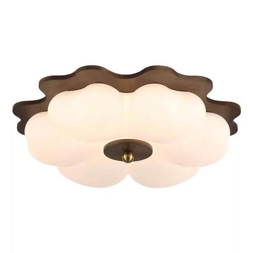 胡桃木色卧室吸顶灯中古复古美式新中式创意个性奶油风护眼书房灯