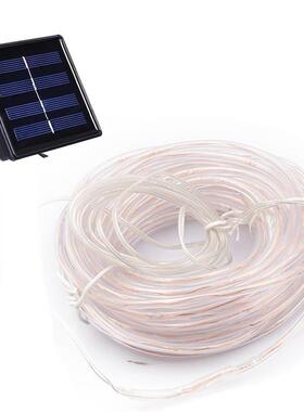 现货太阳能灯串200LED透明PVC管子串灯户外花园装饰彩灯铜线灯8模