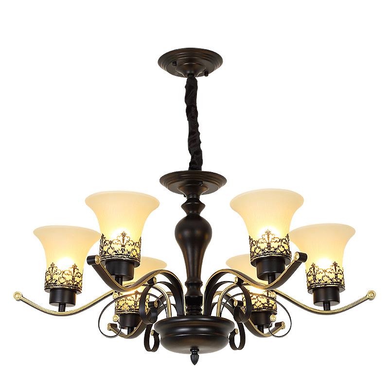 美式复古客厅灯简璃约餐村厅乡室灯具铁艺灯222书房欧式圆形卧玻