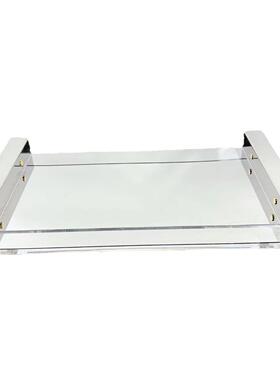 简约方形不锈钢亚克力果盘创意艺术软装饰品样板房间售楼处摆件