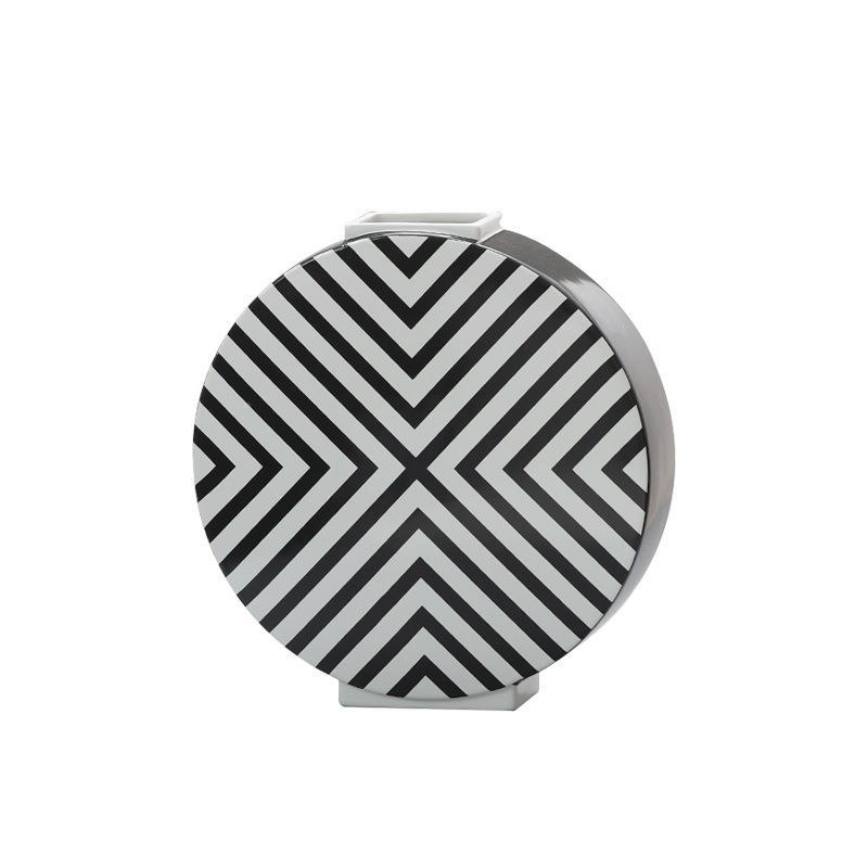 西JYK24560博家黑白棋盘格编圆形釉面陶瓷花瓶n摆件is法式家居居