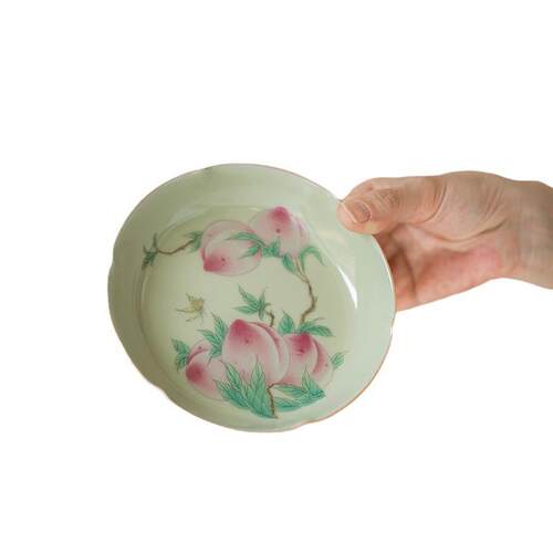 秘色汝窑贴绘壶承家用陶瓷茶壶盖碗底托干泡台现代简约茶果盘