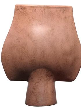 复古美式花瓶摆件高级感侘寂风创意艺术大肚花器别墅酒店软装饰品