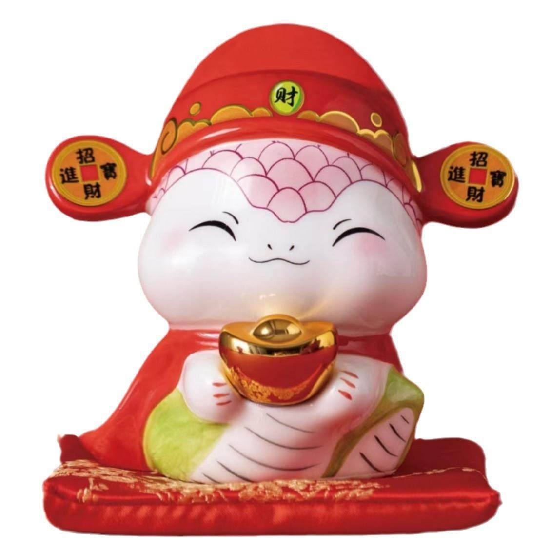 2025蛇年抱富存钱罐创意卡通儿童储蓄罐国潮家居客厅桌面吉祥摆件