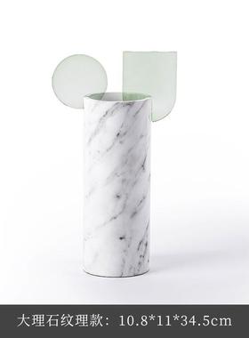 大千新品桌面托盘架树脂工艺品绿色干花花瓶创意现代样板间组合