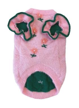 新款宠物毛衣背心貂绒加厚保暖可爱花朵款狗狗猫咪雪耐瑞法斗德文