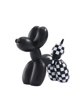 格子狗摆件ins北欧风创意家居轻奢装饰品树脂工艺品手办