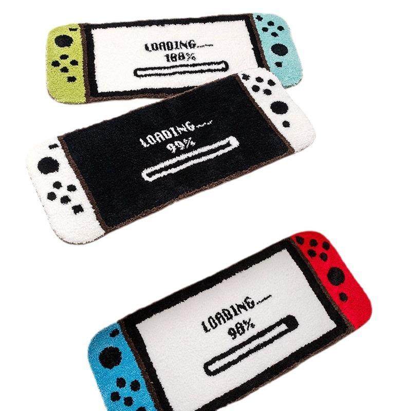 红蓝游戏机植绒地垫卧室床边垫客厅满铺超大爬行防滑植绒地毯