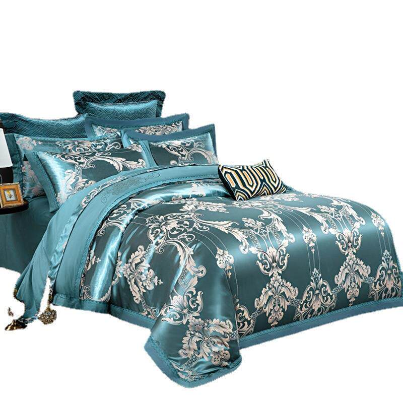 丝棉大提花四件套仿真丝全棉四件套婚庆床品床单款提花4件套