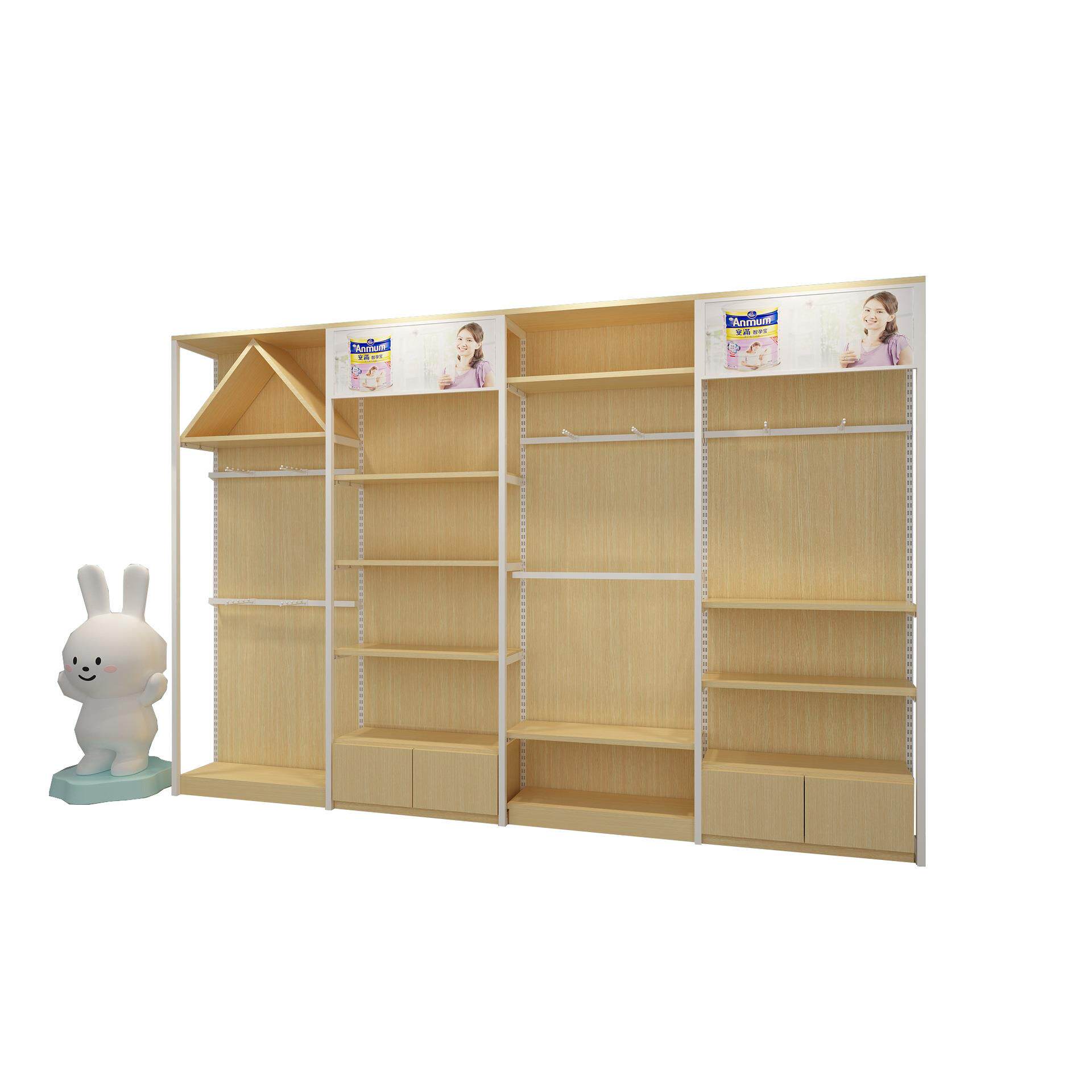 母婴店货架置物架多层奶粉纸尿裤边柜中岛流水台背柜超市展示架