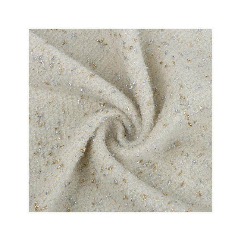 星空鱼鳞立体金银亮丝布小香风面料马海毛羊驼毛羊毛混纺花呢面