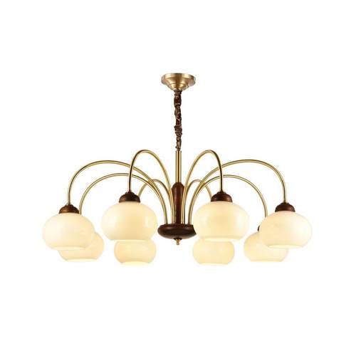 全铜中古风客厅吊灯美式护眼餐厅灯2024年新款主卧室大气复古灯具