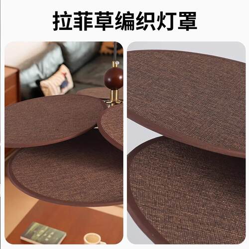 法式中古风藤编餐厅吊灯侘寂风复古设计师书房灯餐桌阳台卧室灯