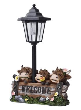 创意高地牛树脂太阳能摆件家居庭院装饰灯户外花园路径氛围灯